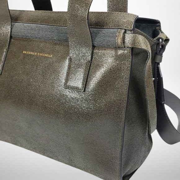 Brunello Cucinelli Buffed Leather Shoulder Bag. Monili - Picture 3 of 16